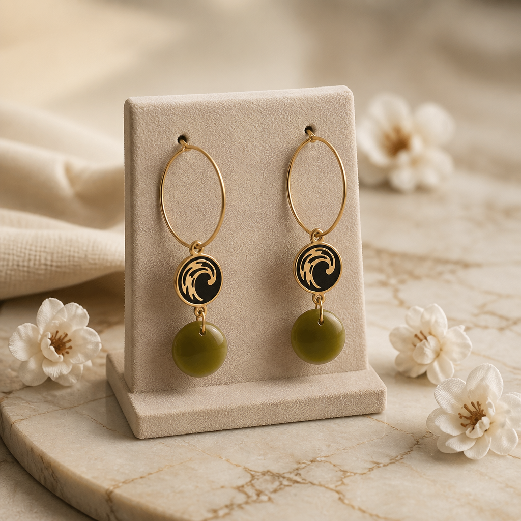 Olive and Element Polymer Clay Dangle Earrings