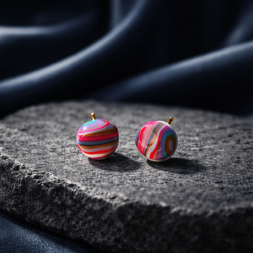 Multicolored Polymer Clay handcrafted stud earrings