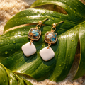 Cocoa Gemstone Polymer Clay Dangles Earrings