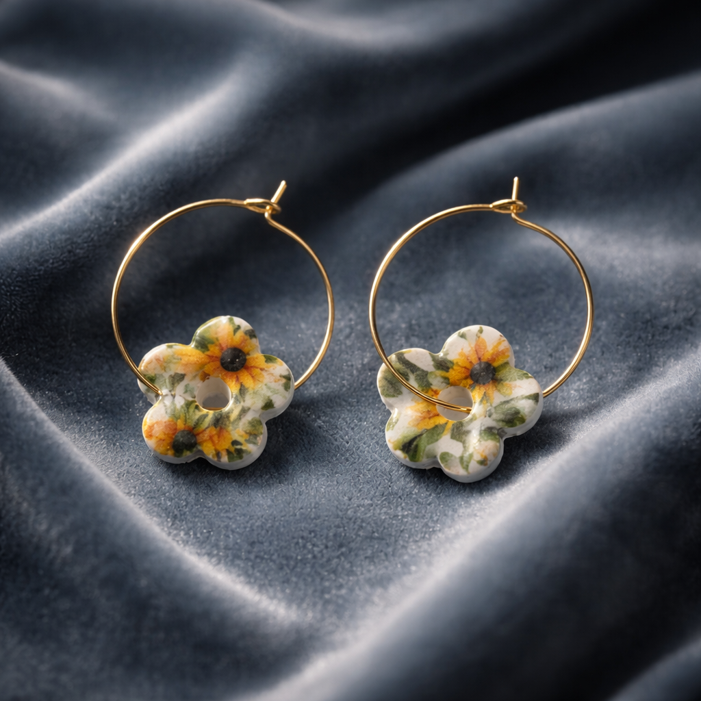 Sunflower Polymer Clay Handcrafted Dangle Earrings