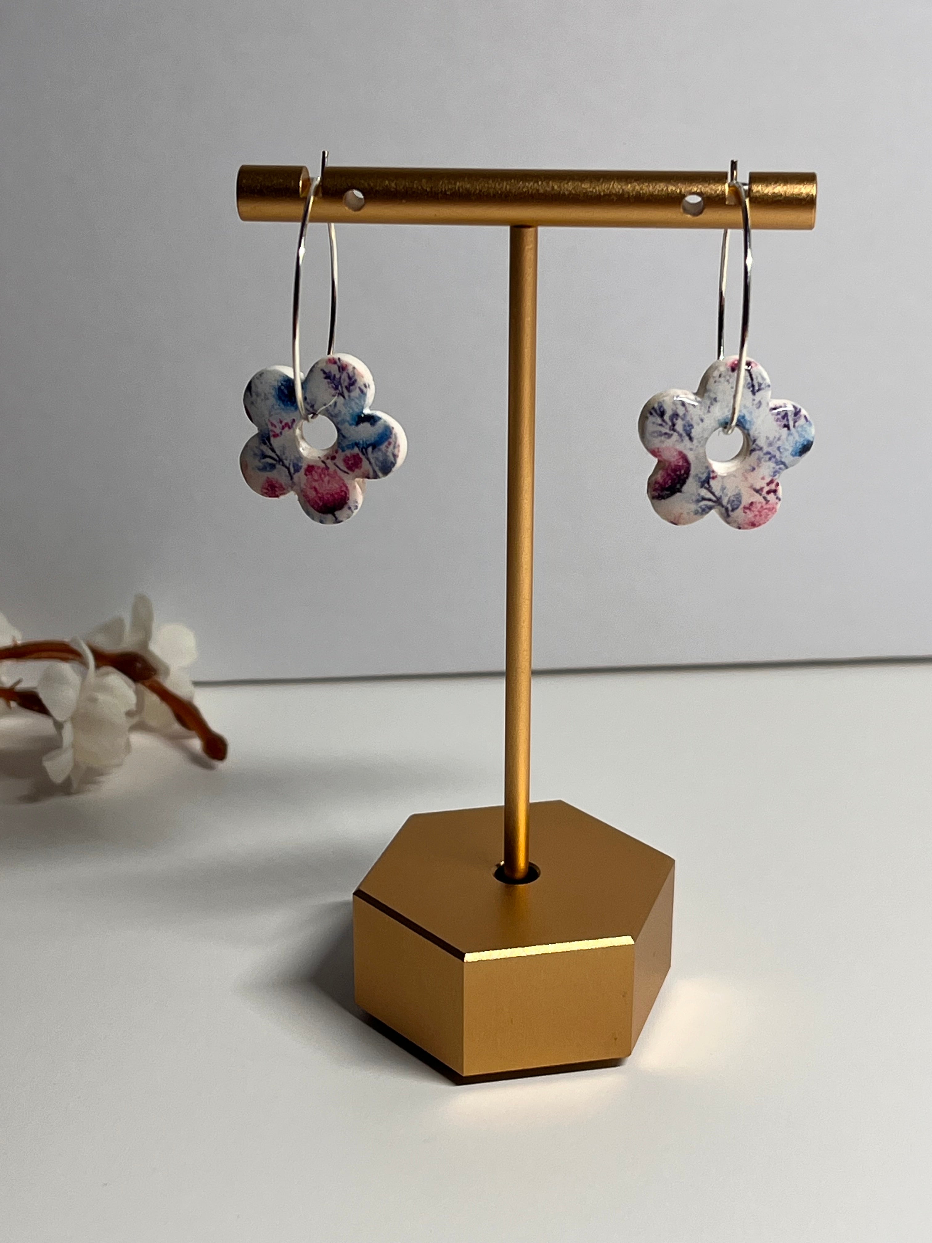 Summer Flower Polymer Clay Handcrafted Dangle Earrings