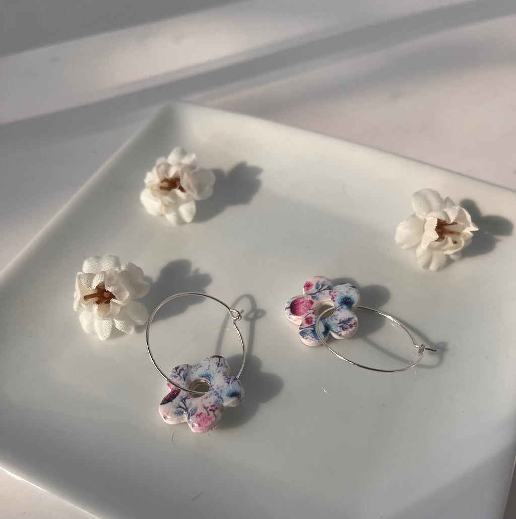 Summer Flower Polymer Clay Handcrafted Dangle Earrings