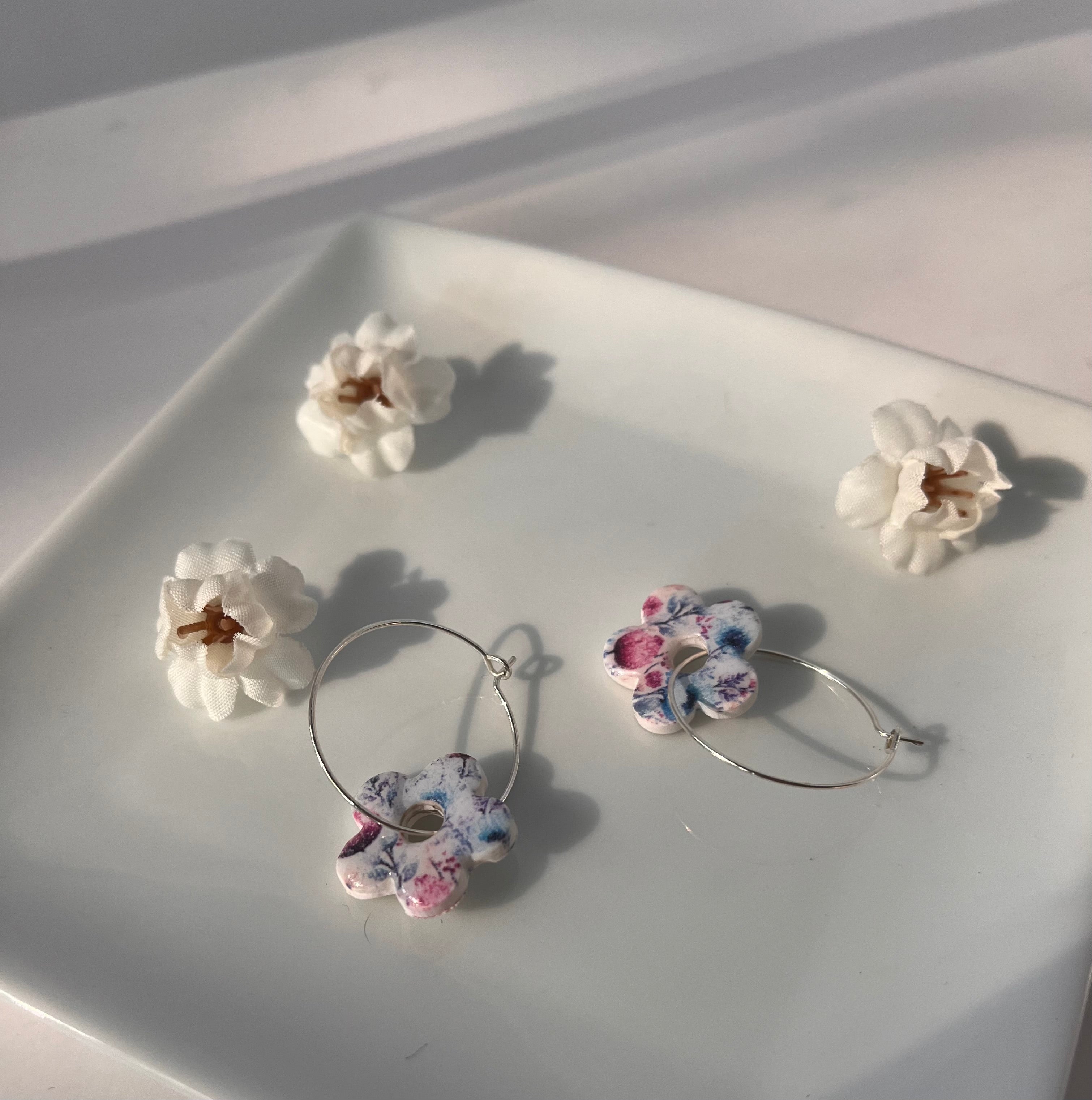Summer Flower Polymer Clay Handcrafted Dangle Earrings