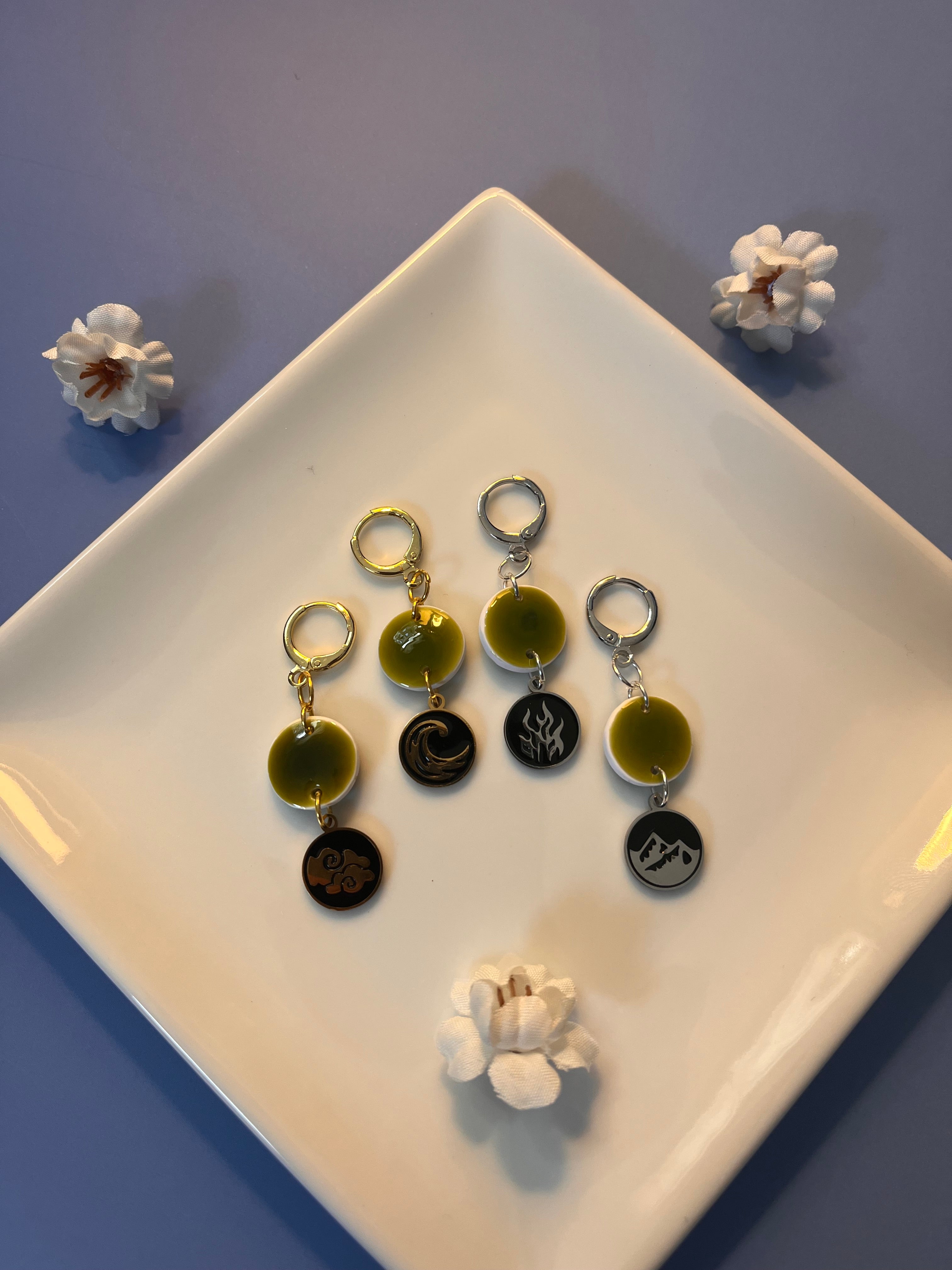 Olive and Element Polymer Clay Dangle Earrings