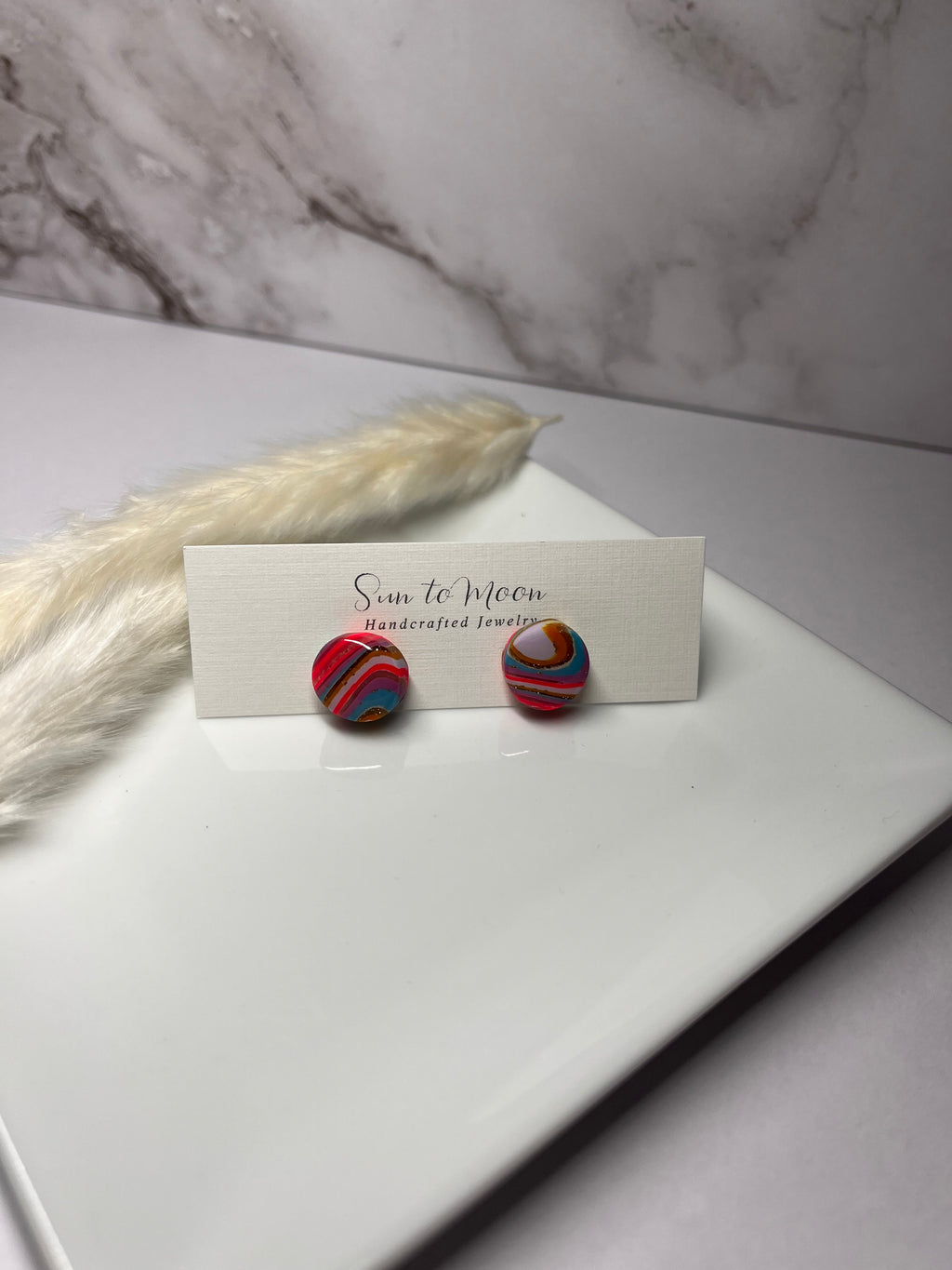 Multicolored Polymer Clay handcrafted stud earrings