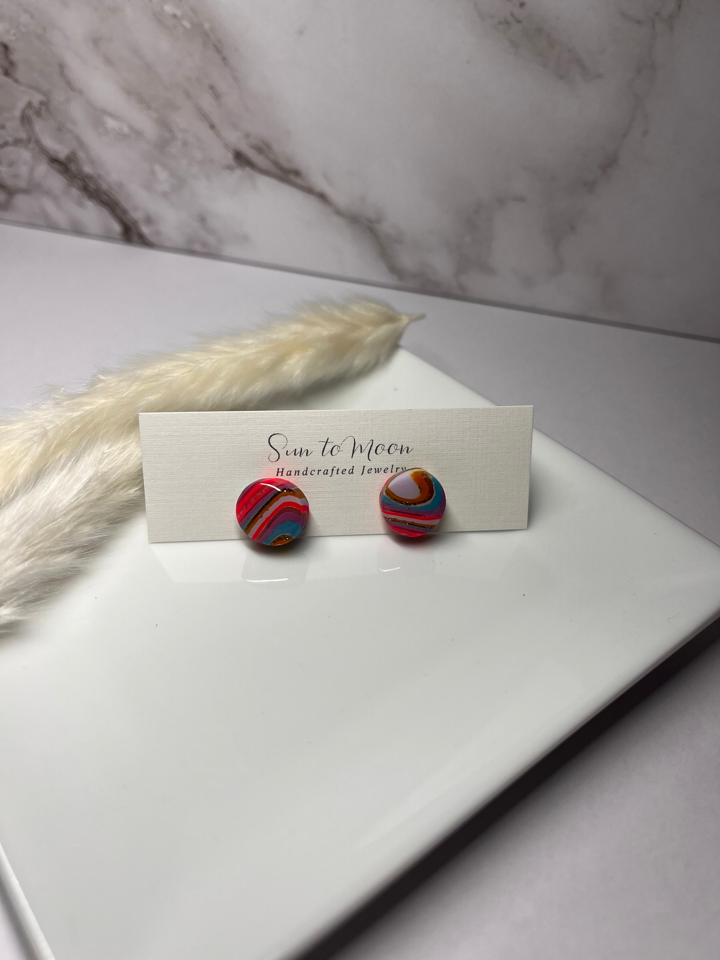 Multicolored Polymer Clay handcrafted stud earrings