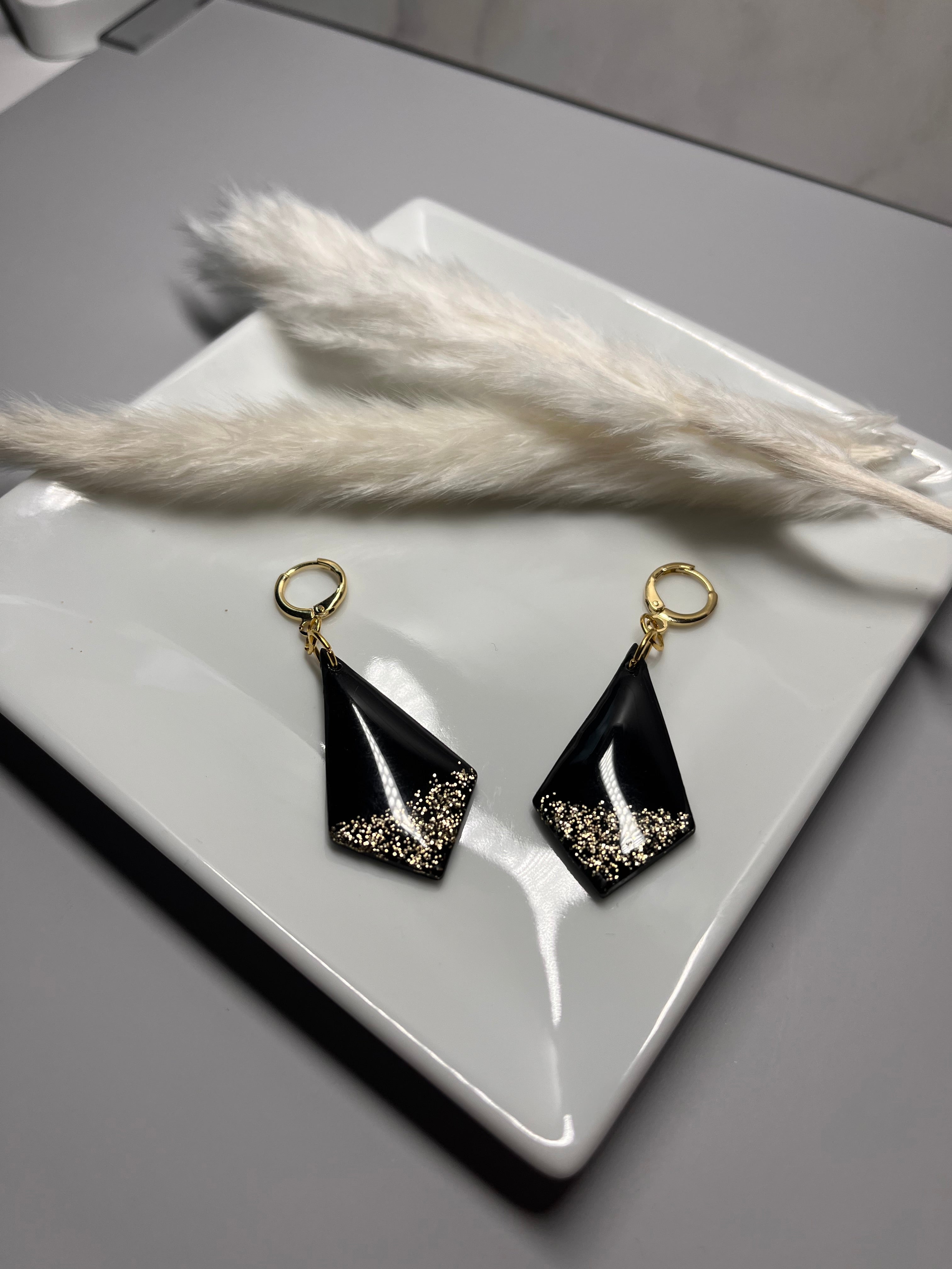 Black and Gold Polymer Clay Dress Me Up Dangles