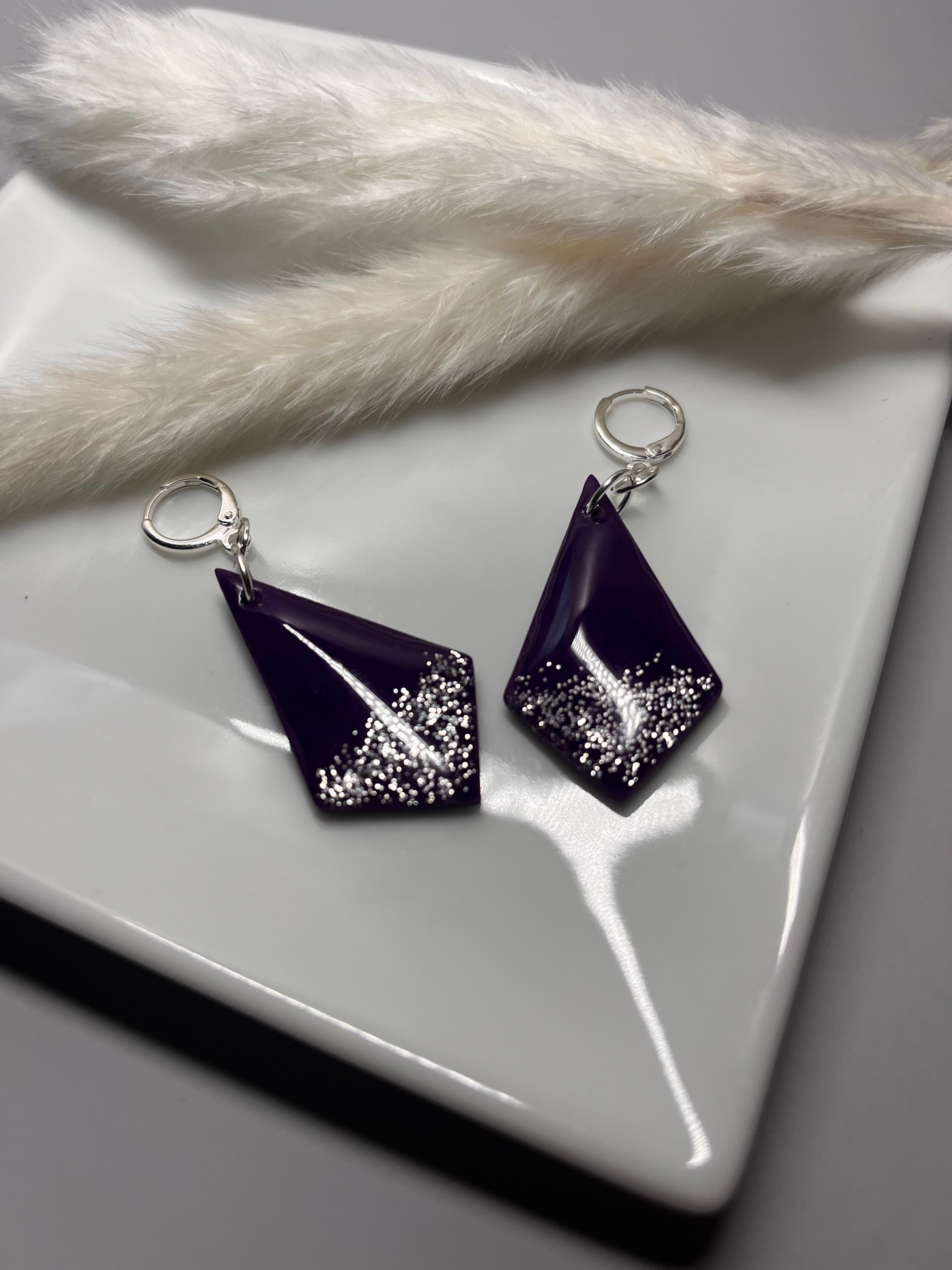 Purple and Silver Polymer Clay Dress Me Up Dangles