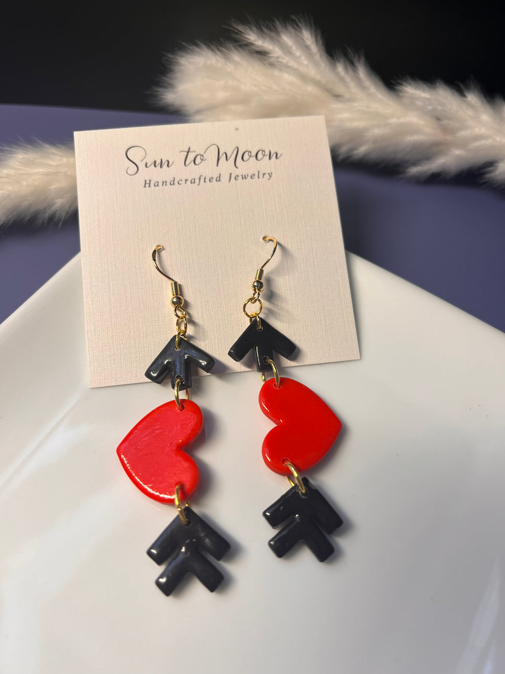 Heart and Arrow Polymer Clay Dangles