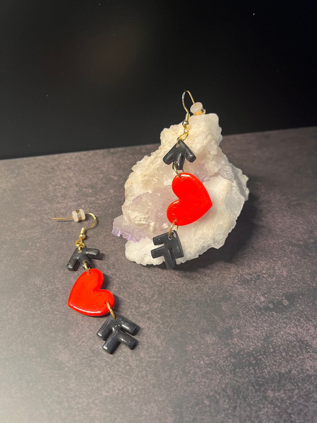Heart and Arrow Polymer Clay Dangles