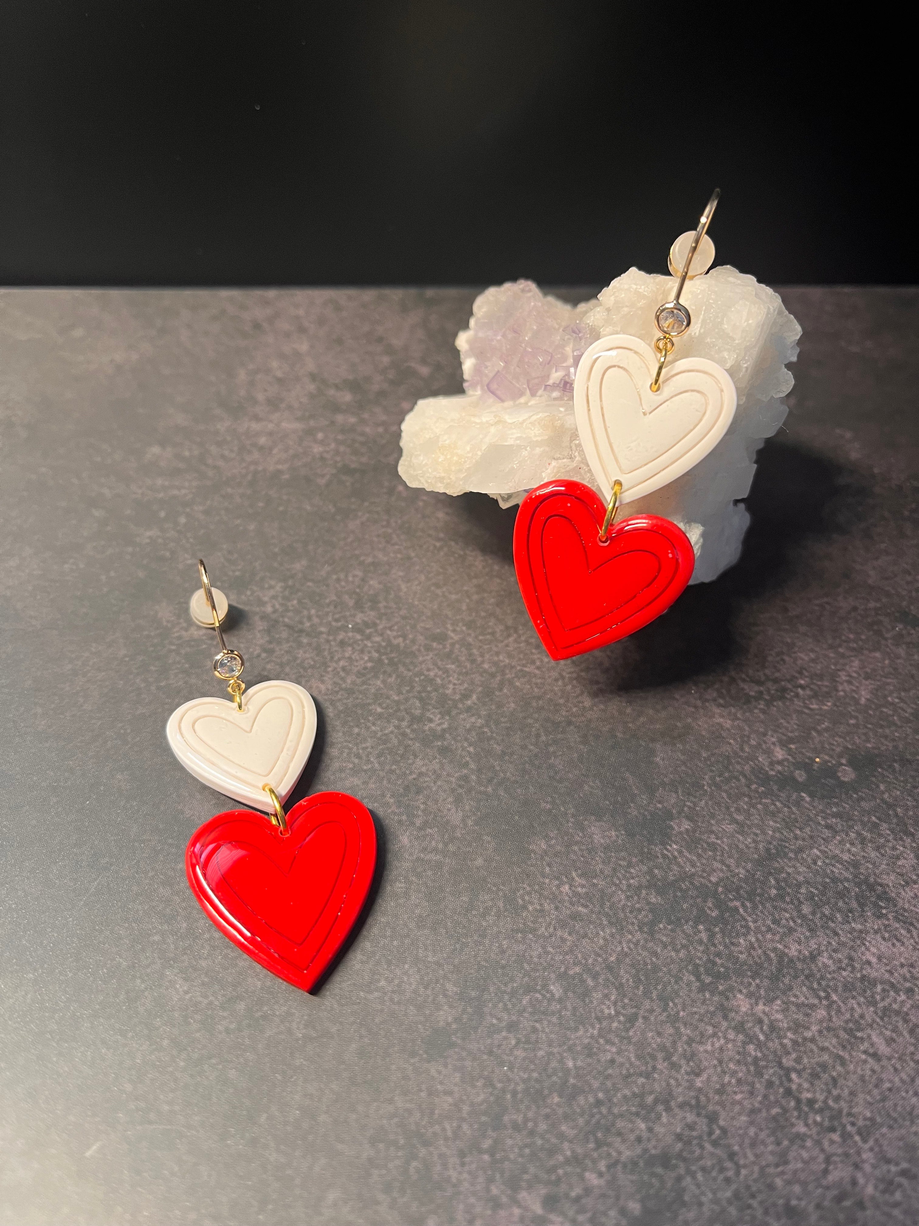 Double the Heart Polymer Clay Dangles