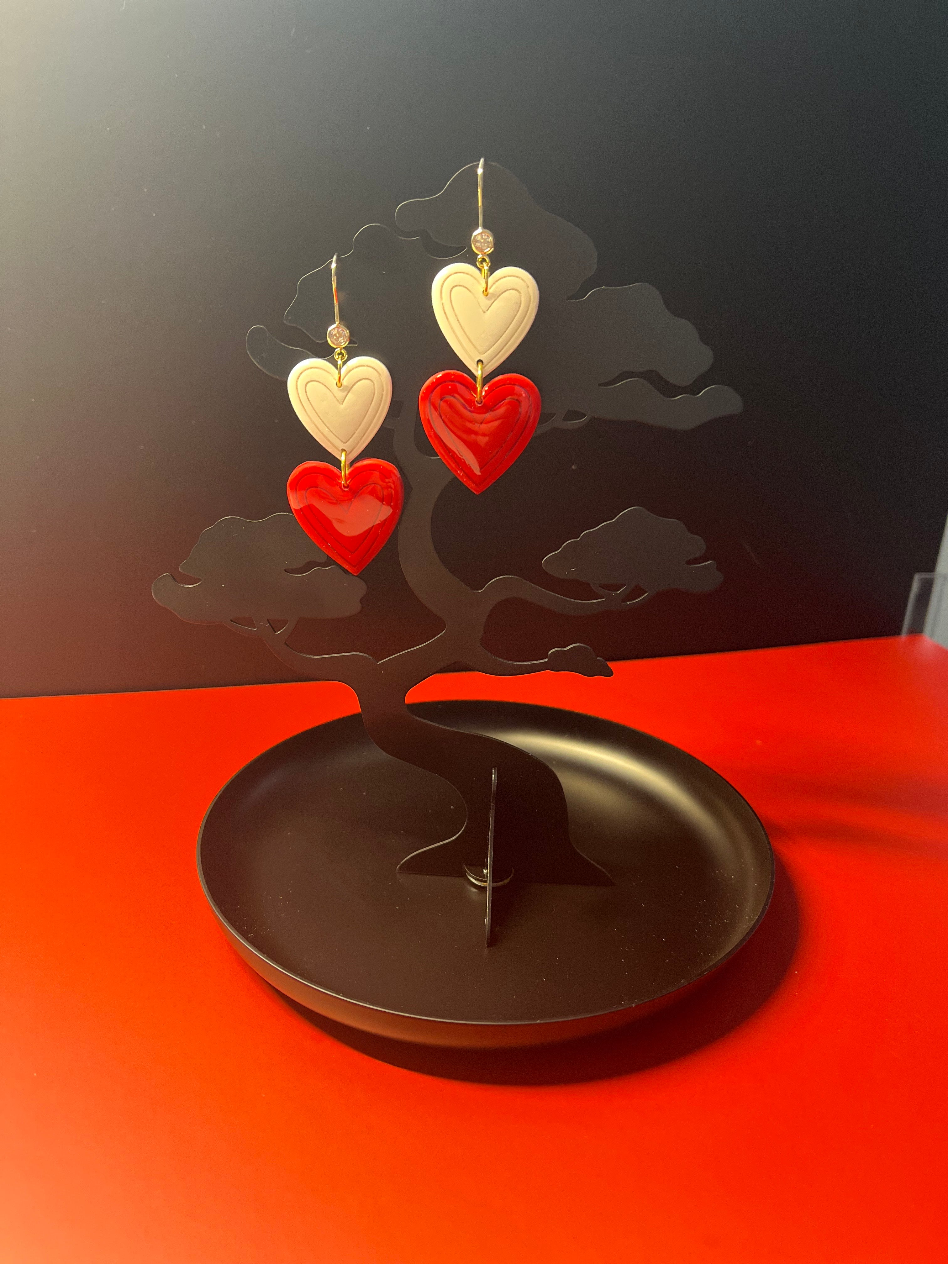 Double the Heart Polymer Clay Dangles