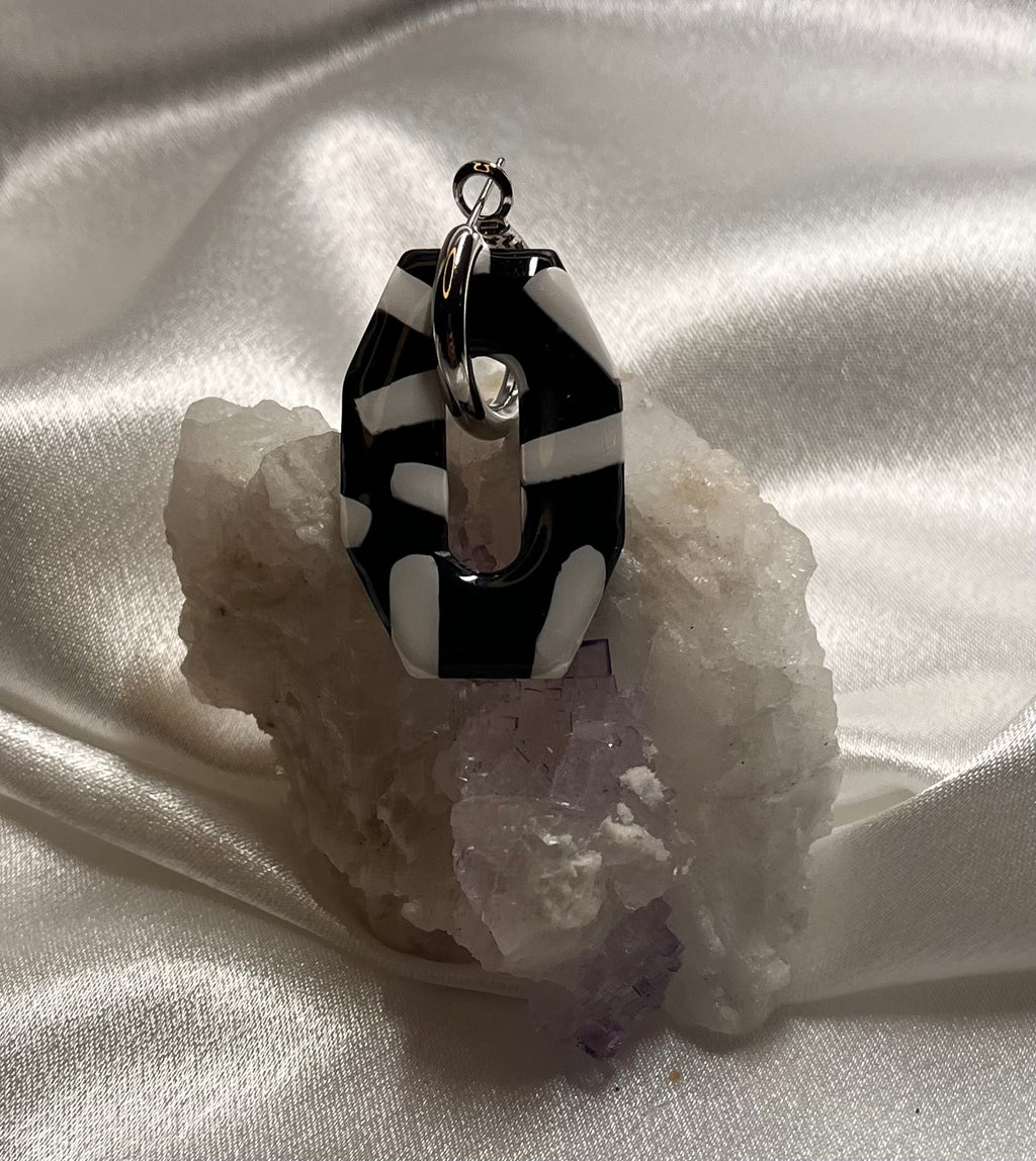 Black & White with Lines Polymer Clay Dangles