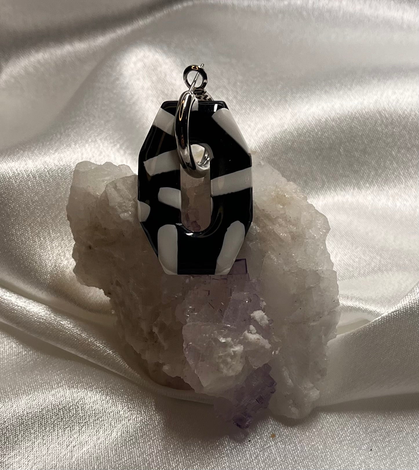 Black & White with Lines Polymer Clay Dangles