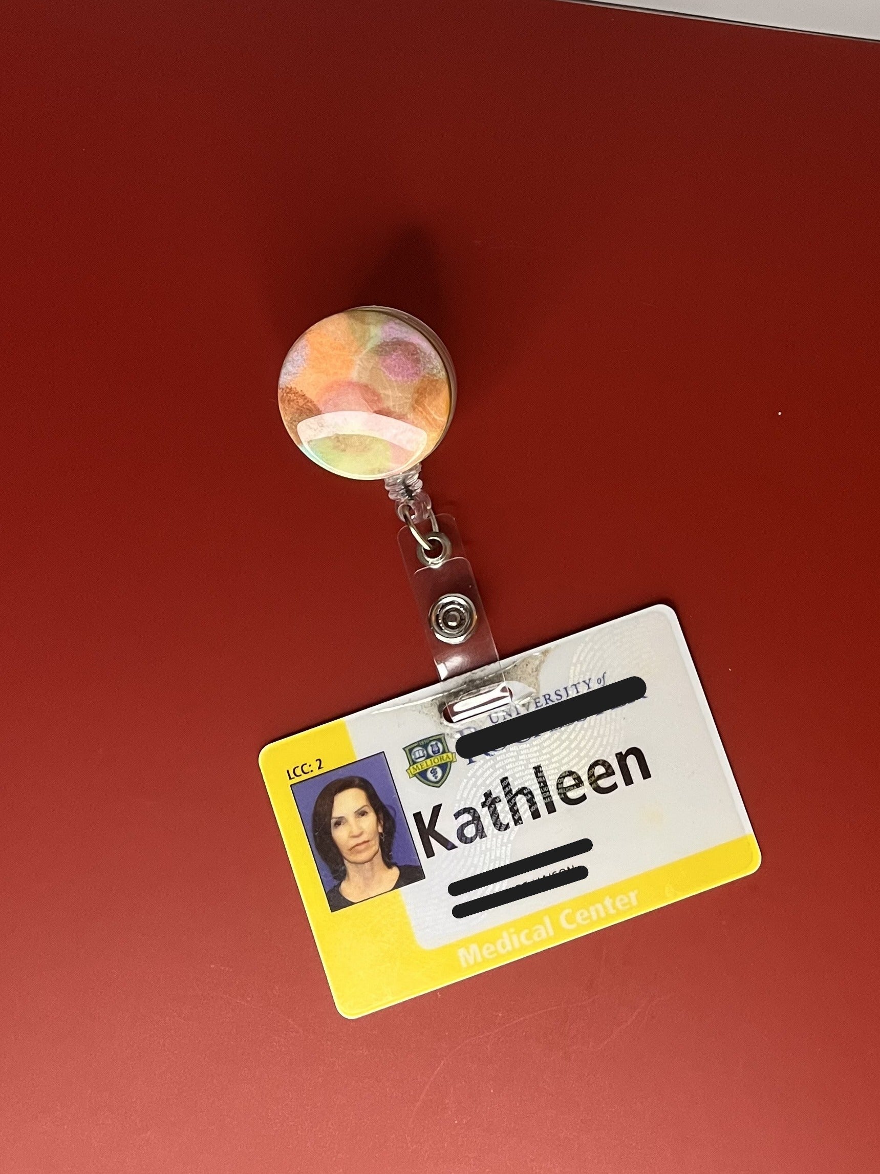 Fingerprint Polymer Clay Retractable Badge/Work ID Reel