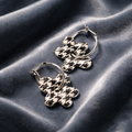 Black & White Polymer Clay Argyle Flower Hoops