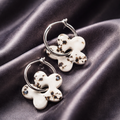 White & Black Polymer Clay Speckled Flower Hoops