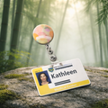 Fingerprint Polymer Clay Retractable Badge/Work ID Reel