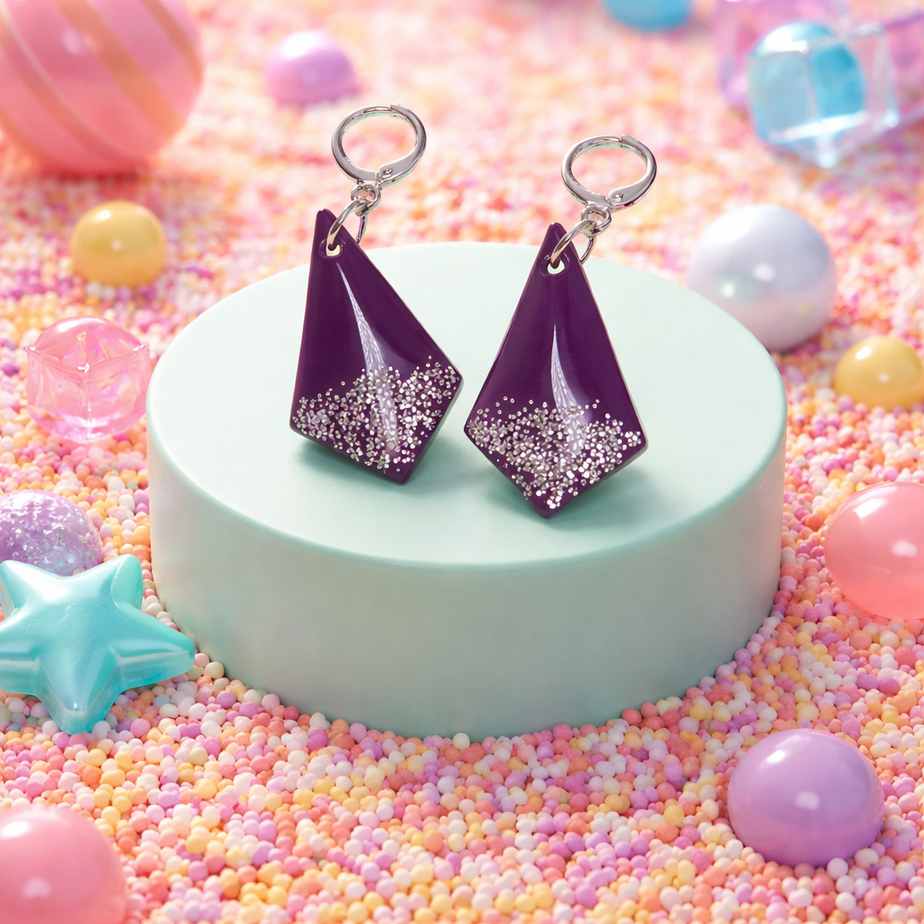 Purple and Silver Polymer Clay Dress Me Up Dangles