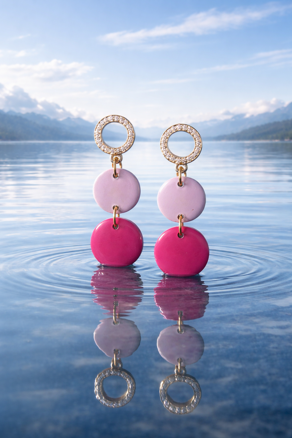Purple and Pink CZ Circle Dangles