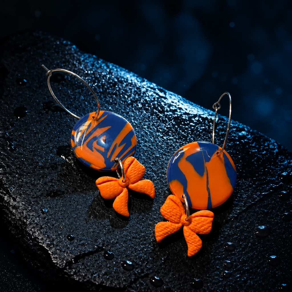 NY Knicks Dangle Hoop Earrings