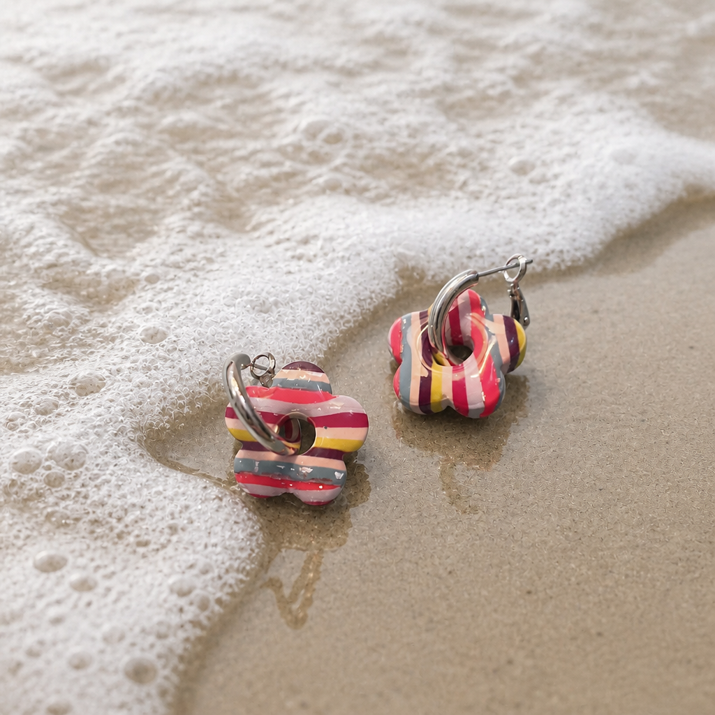 10 Stripe Flower Dangles
